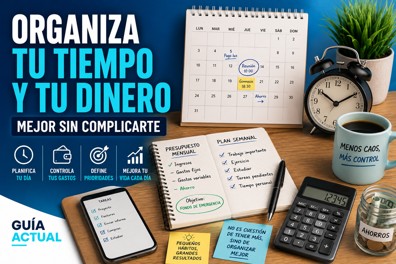 Organizar tu tiempo y tu dinero con presupuesto, calendario y planificación semanal